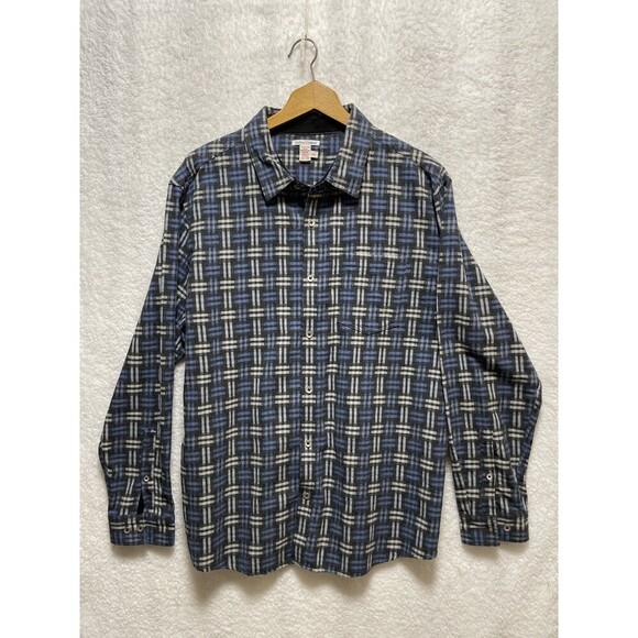 Carbon 2 Cobalt Men's Plaid Blue Cotton Long Sleeve Button Up Shirt Size XL - Picture 1 of 9